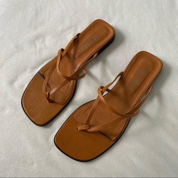 MaxMara Tan Leather Sandals Size 40 - Picture 1 of 6